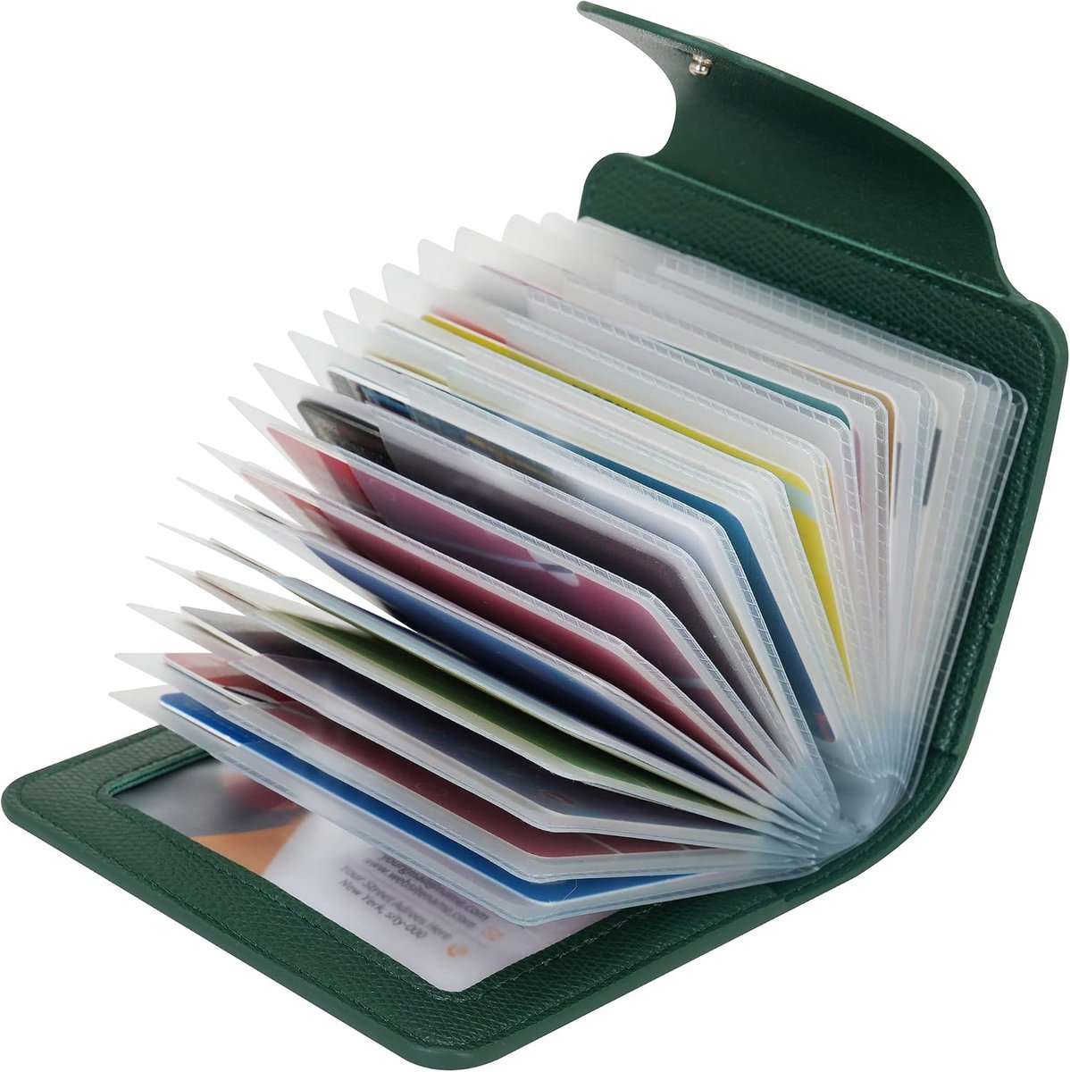 Zachte Echt Leren Compacte Portemonnee ID Bankkaart Etui Portemonnee 40 Verdikkende Duurzame Plastic Inzetstukken en 2 ID-kaartvakjes, Donkergroen, Eén maat, Modern