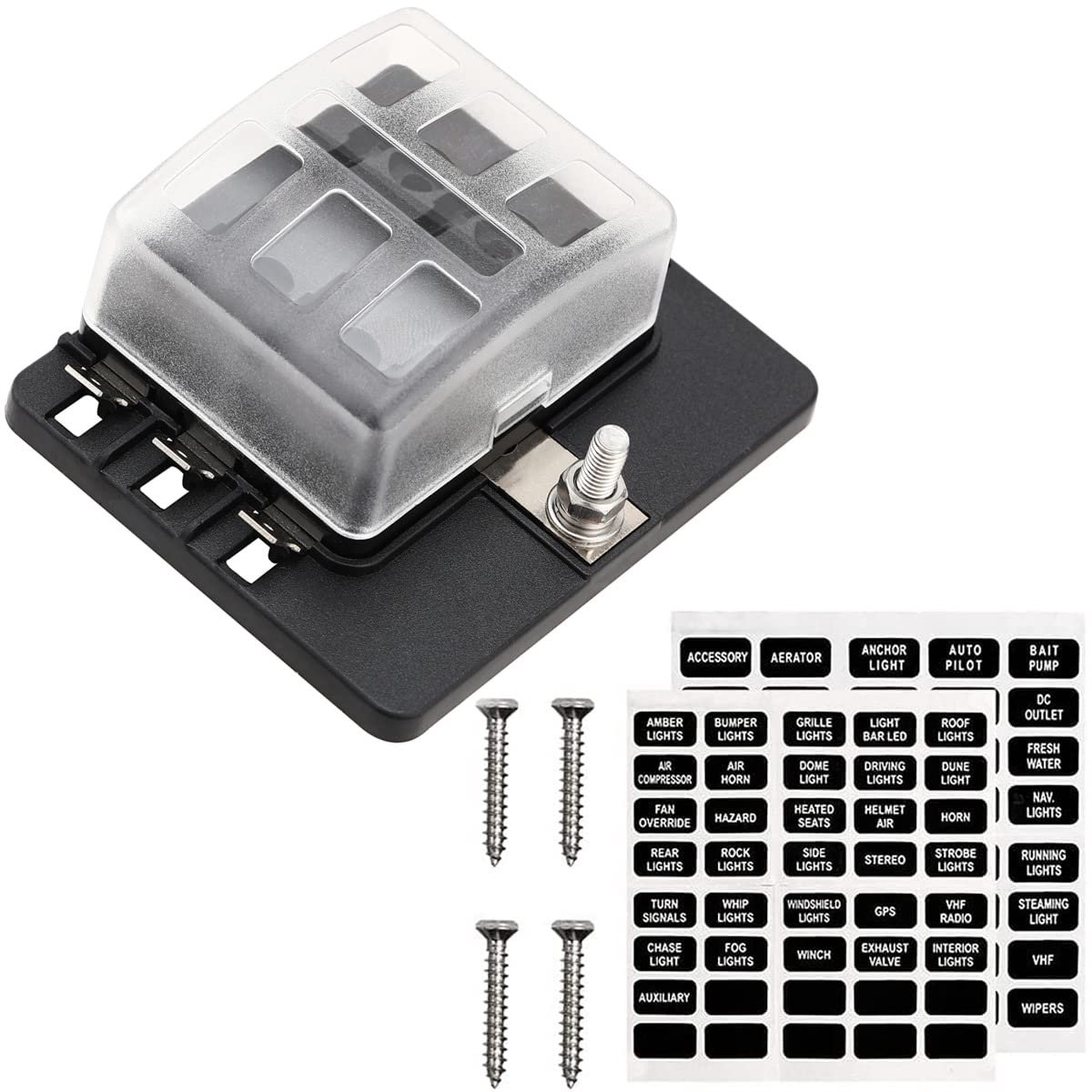 1 St 6 Way DC 12V-24V Blade Zekeringkast Houder Zekeringblok met LED Indicator Bescherming Cover voor Automotive Auto Boot Marine Trike