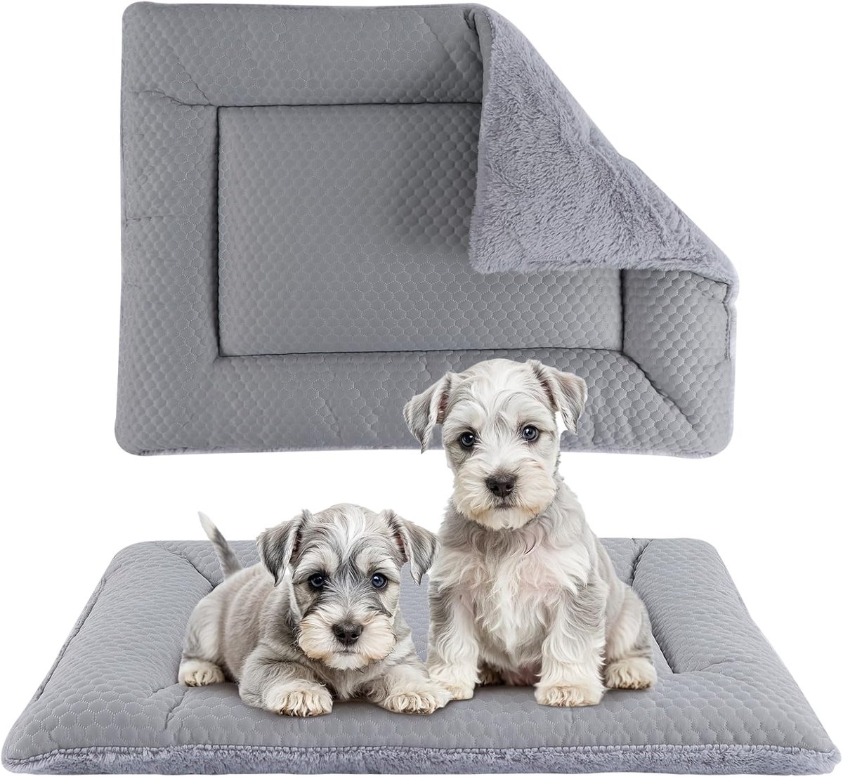 Hondenbed Mat, Kratpad Omkeerbaar, Zacht Kennelkussen, Wasbare Kratmat (Koel en Warm), Huisdier Slaapmatras voor Kleine Middelgrote Honden XH080 (76x50cm, Grijs)