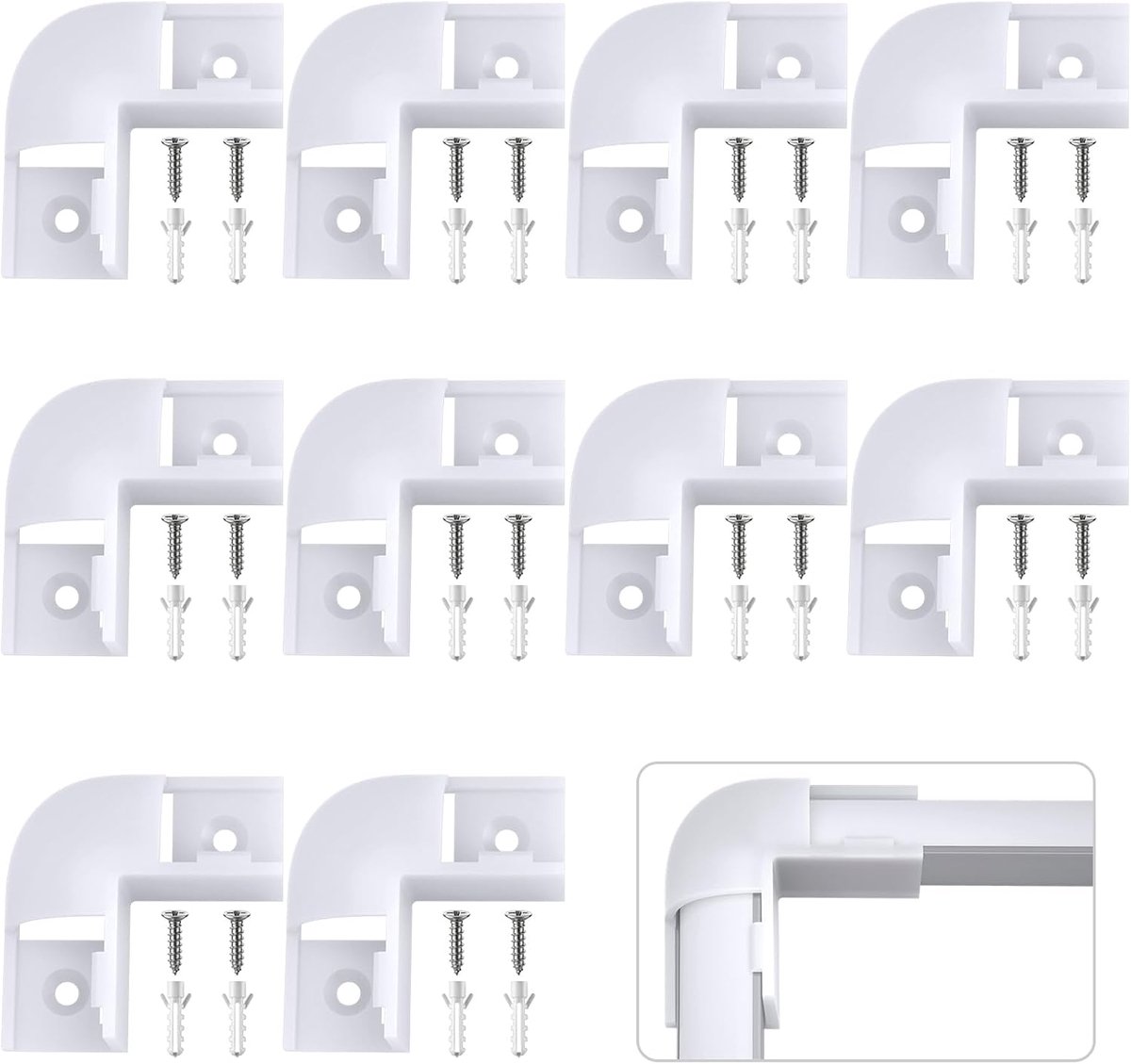 90 graden hoekconnector 10 stuks, LED-profiel hoekconnectoren, 90 graden LED-kanaal hoekconnectoren voor V-vorm LED aluminium profiel, schroeven inbegrepen