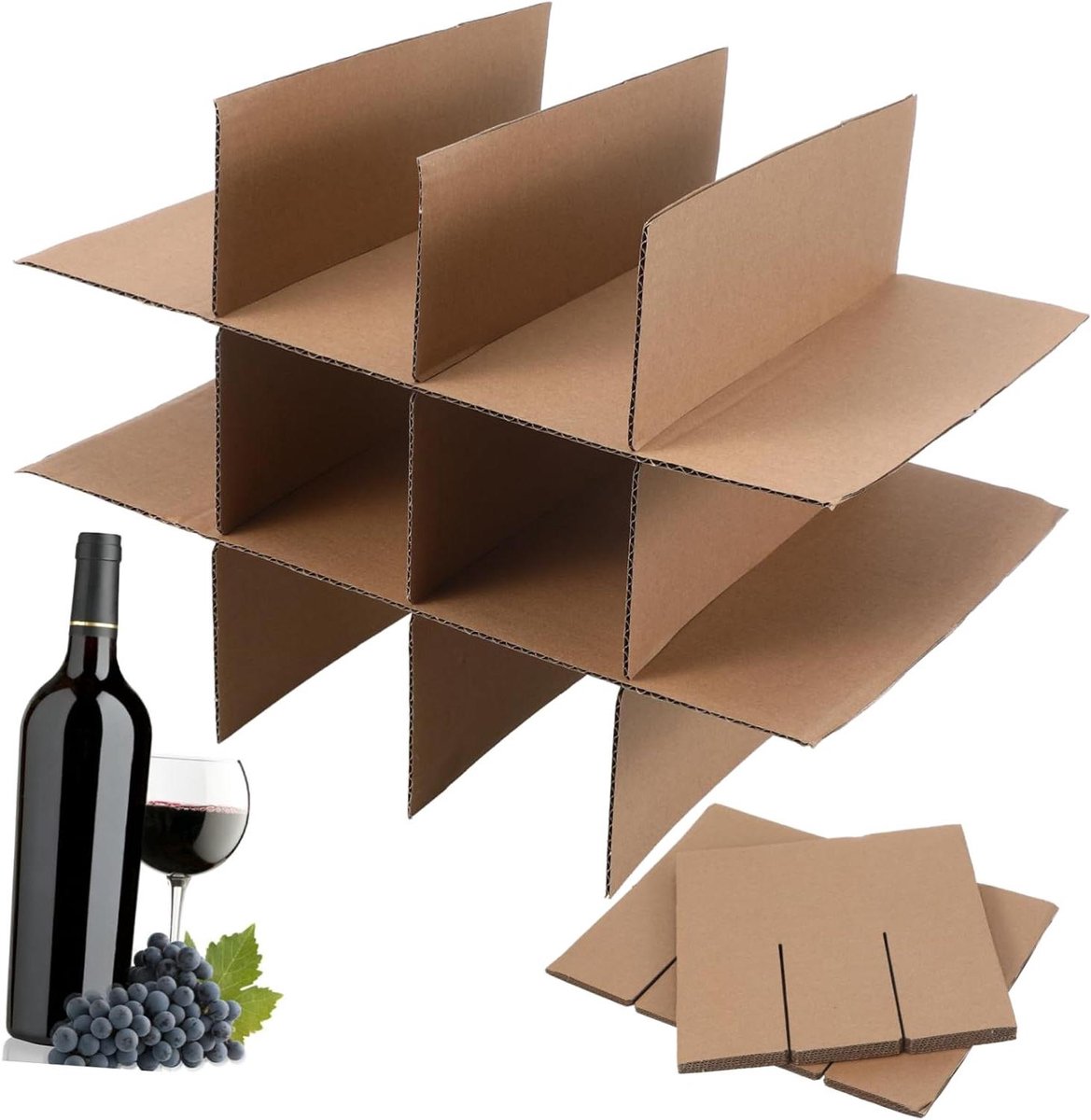 Glazen Verdelers - Verhuisdozen Verdelers - Kwetsbare Items Beschermen - Stevig Golfkarton - 10 Stuks - Beige