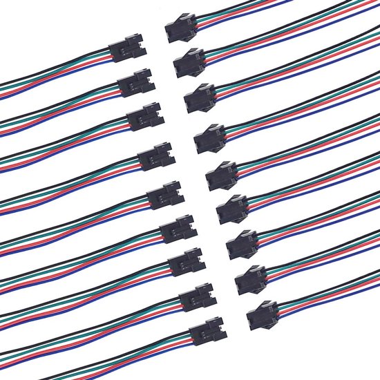 20 Pairs JST SM 4-Pin 2.54mm Pitch Plug Mannelijke en Vrouwelijke Connector Adapter met 150mm Elektrische Kabel Draad voor LED Licht — afbeelding 2