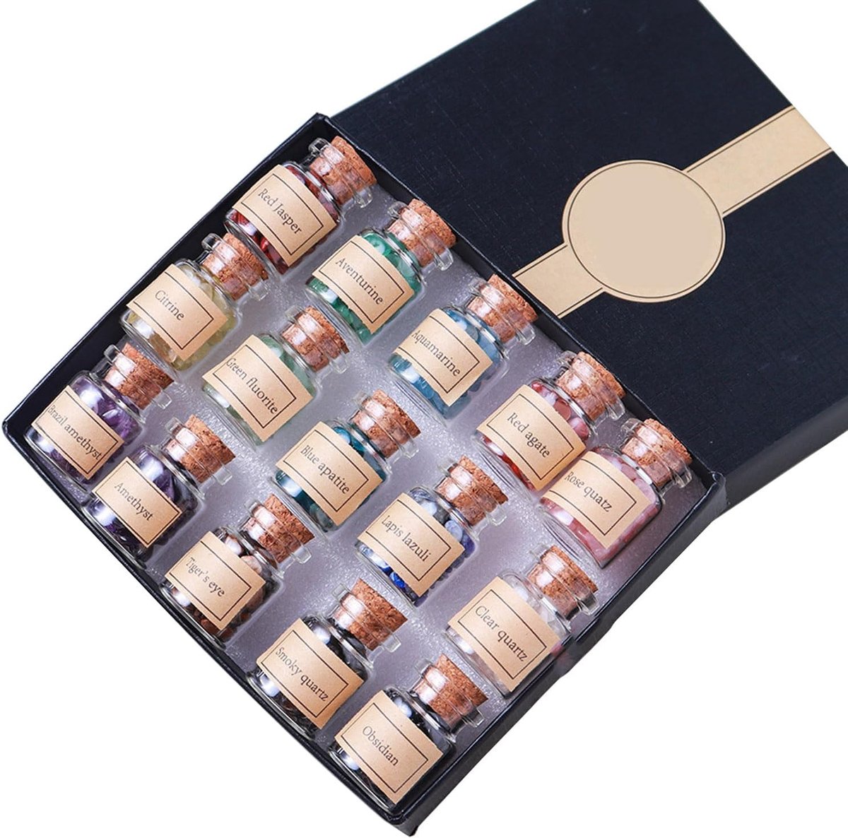 15 Mini Kristallen Stone Chip Flessen Genezing Kristal Getrommelde Edelsteen Wicca Stenen Set voor Balanceren Meditatie Woondecoratie