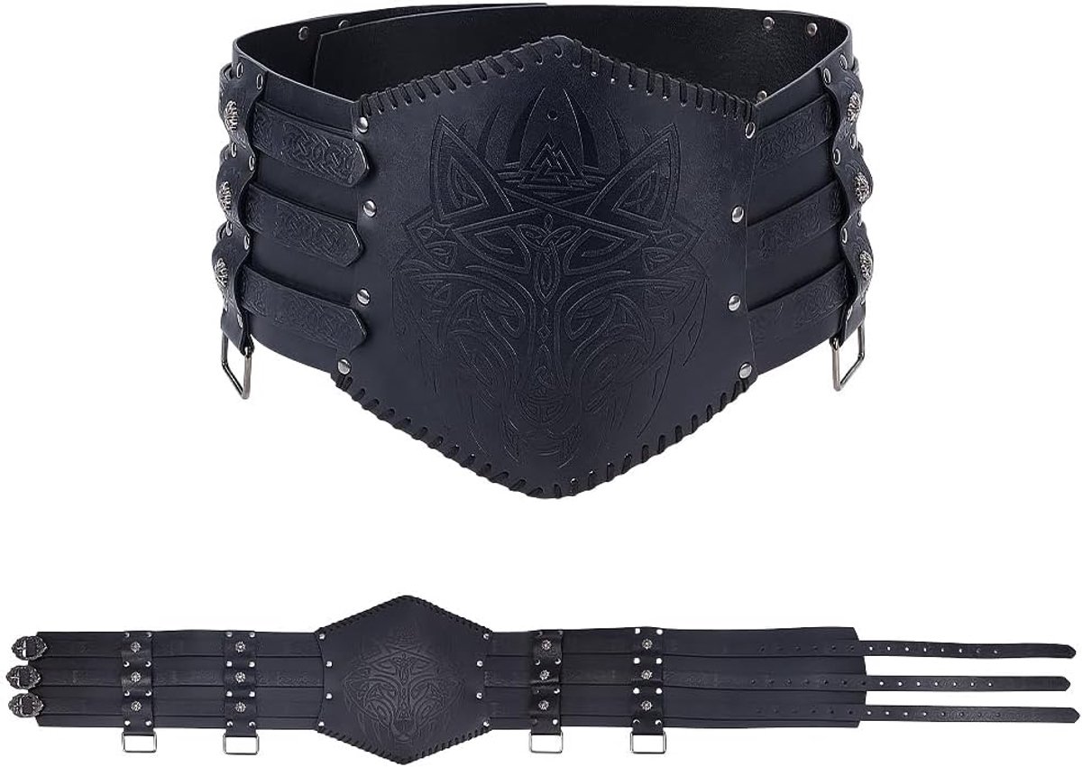 Middeleeuwse Viking brede riem, kunstleer pantserriem, vintage renaissance-brede riem, ridderkorset, riem voor LARP kerstcadeaus, kostuum,