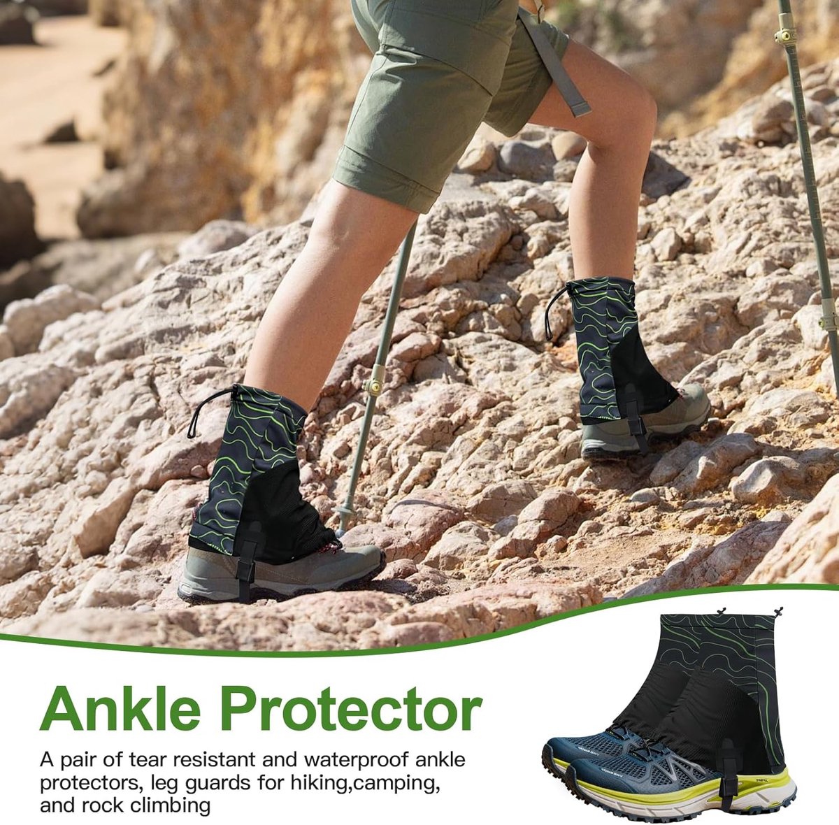 Low Gaiters Unisex waterdichte trailrunning-schoenbeenkappen voor hardlopen, ademende lage slobkousen met antislip en haken, perfect voor wandelen, outdoor, kamperen en klimmen