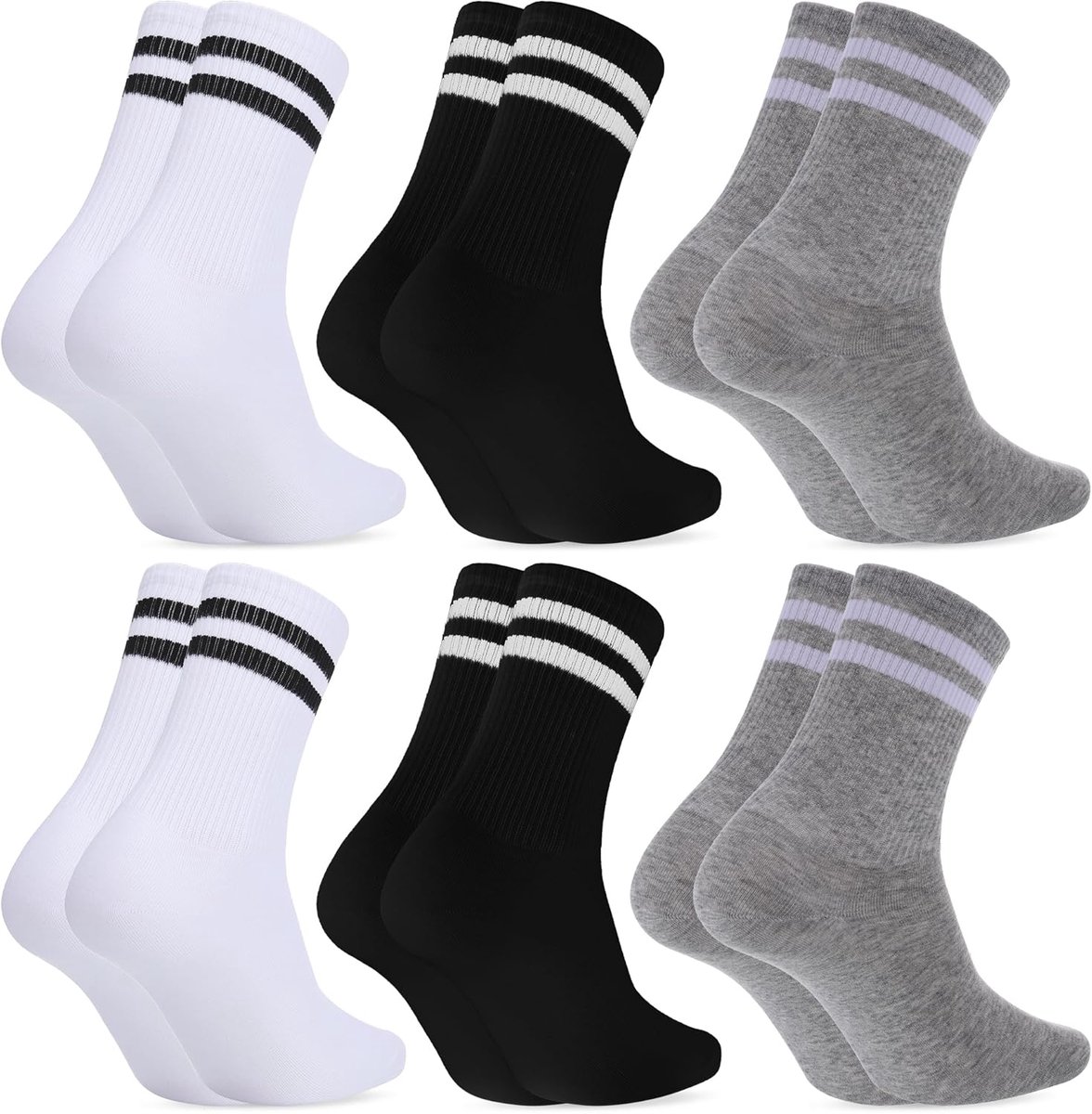 Sokken voor dames, maat 35-38/39-42, witte katoenen sokken, stijlvolle sportsokken, comfortabele hoge sokken, zacht witte damessokken voor sport, tennis