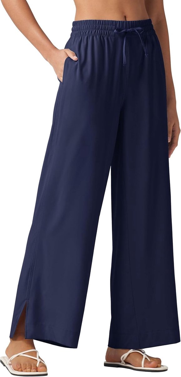 Zwembroek voor dames, lange bikinibroek, brede pijpen, zwembroek, strandbroek, UPF 50, lichte reisbroek, sneldrogend, zonwering, 73 cm