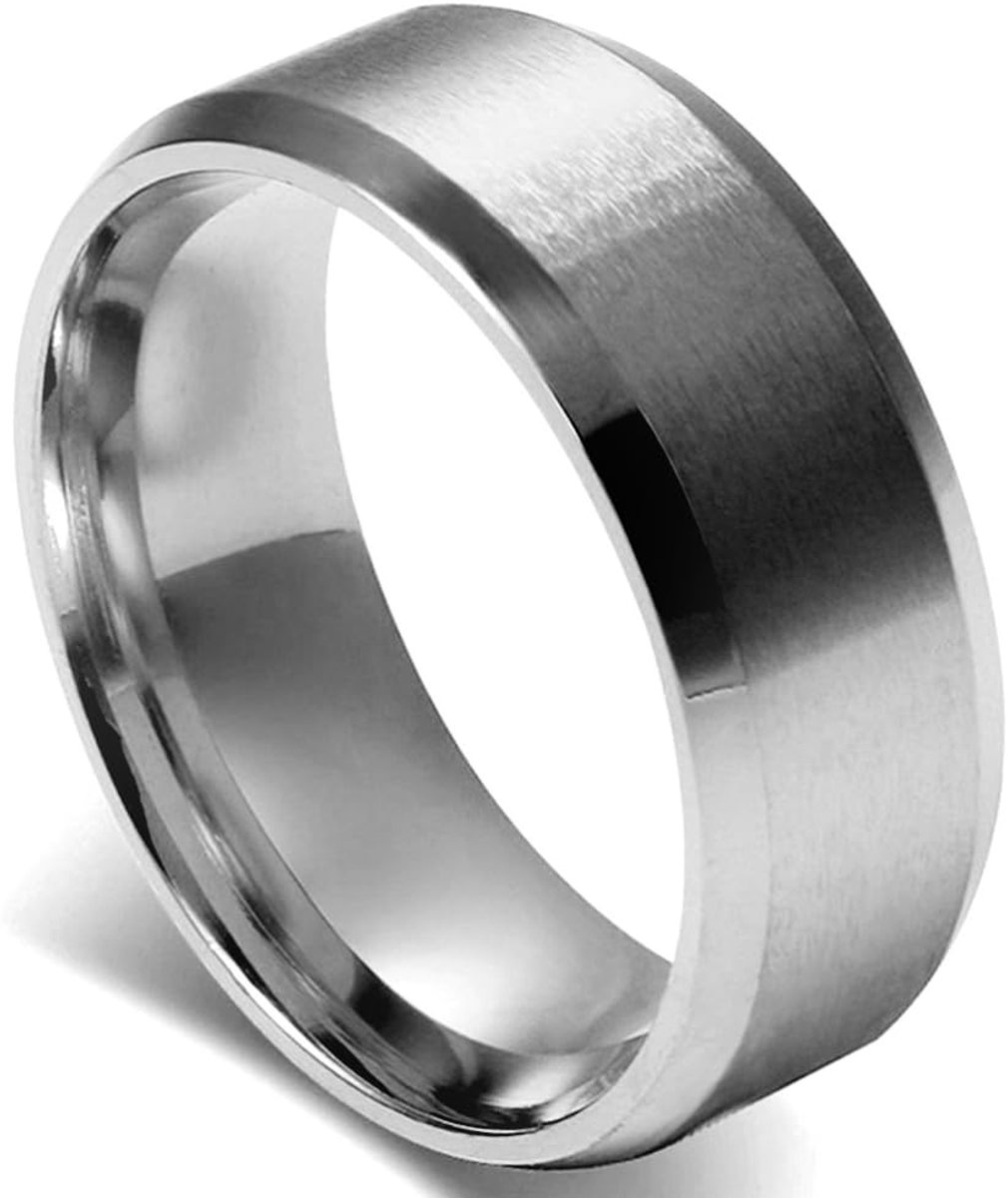 Ring van roestvrij staal voor bruiloft, belofte, breedte 8 mm, kleur: zwart, klassiek, sieraad cadeau voor heren
