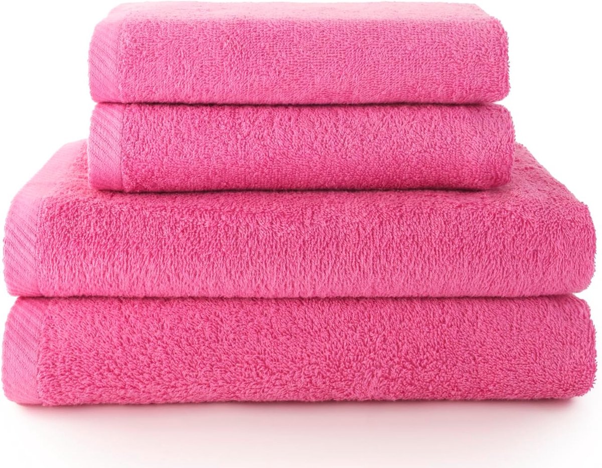 SnelShoppen - Handdoeken set - 2 handdoeken 100x50 cm en 2 badhanddoeken 70x140 cm - 100% katoen - 500g/m² - Lintvrij - Sneldrogend - Beschikbaar in 1