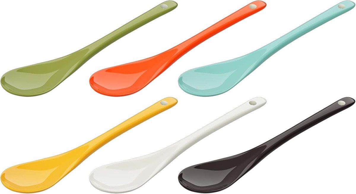 eierlepel van porselein - kleurrijke porseleinen lepels, koffielepels, theelepels, dessertlepels, eierbekers, bestek, verschillende hoeveelheden selecteerbaar, aantal: 6 stuks