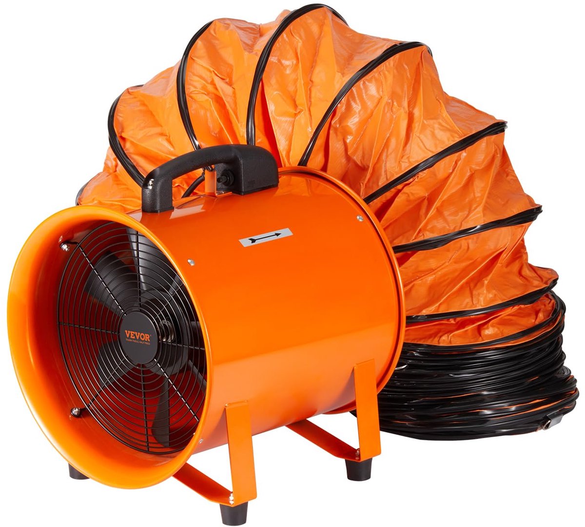 SnelShoppen - Bouwventilator 145 W AC-motor, 2900 omw/min, 1020 CFM (1733 m3/h), axiale ventilator met 8 m slang, industriële ventilator, geluidsnivea