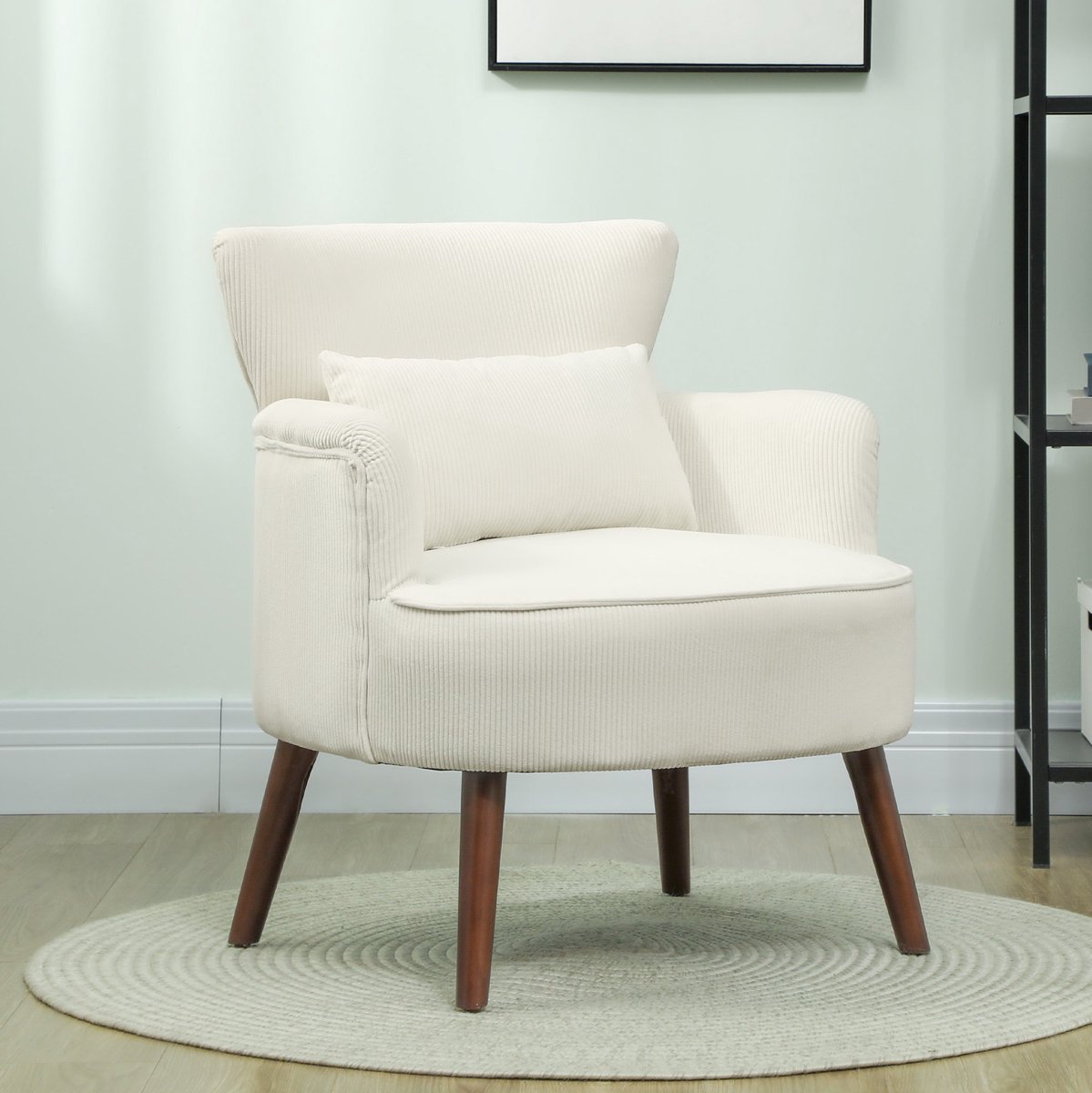 COVREO Fauteuil 69 x 69,5 x 78 cm Cremeweiß, stof met armleuningen