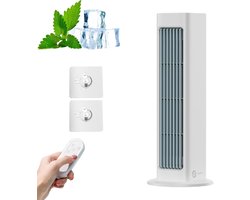 Ventilator - Vloerventilator - Ventilator staand - Luchtkoeler - Bladloze ventilator - Bureauluchtkoeler - Oscillerende luchtkoeler - 32,8*7,5*7,4 cm - Wit - ABS