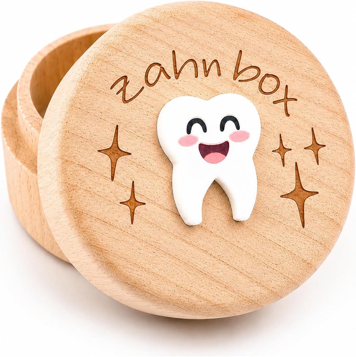 SnelShoppen - Toothbox Style14 - Tanddoosje voor Kinderen, Muziekdoosje, Opbergdoosje, Hout, 1 Stuk, Roze, Perfect voor Feestjes en Cadeaus
