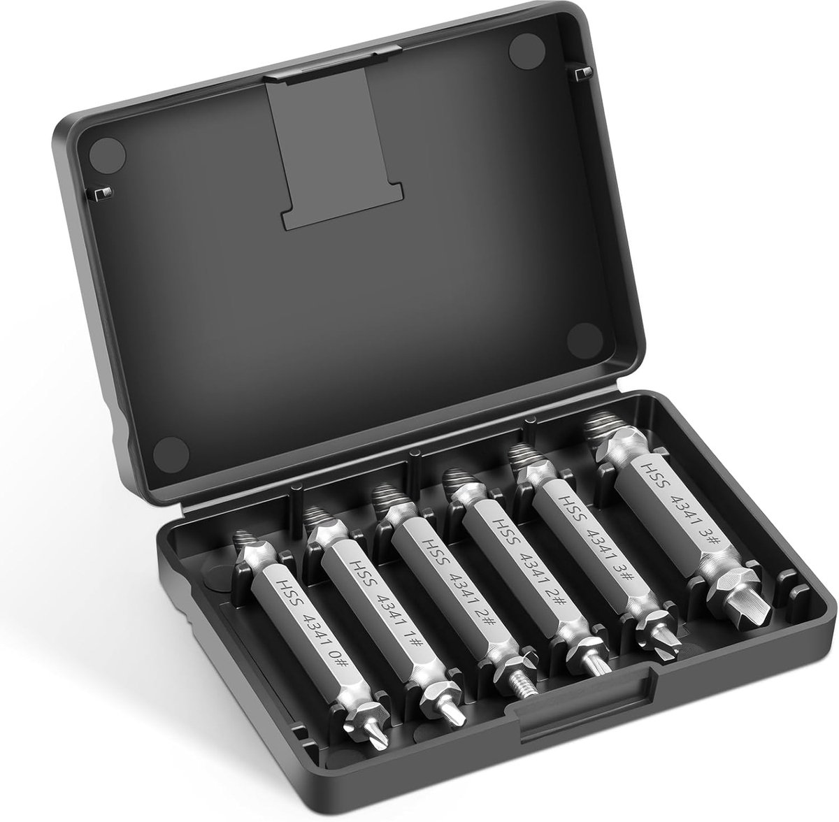 SnelShoppen - Professionele Schroefverwijder Set - 6-delige HSS 4341 Extractor Kit voor Makkelijk Verwijderen van Vastgeroeste en Afgebroken Schroeven
