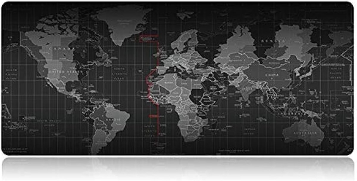 SnelShoppen - Tech Stor3 XL Gaming-muismat Wereldkaart 80 x 30 cm met Antislip Onderkant van Natuurlijk Rubber, Strak en Glad, Geschikt voor Elke Muis