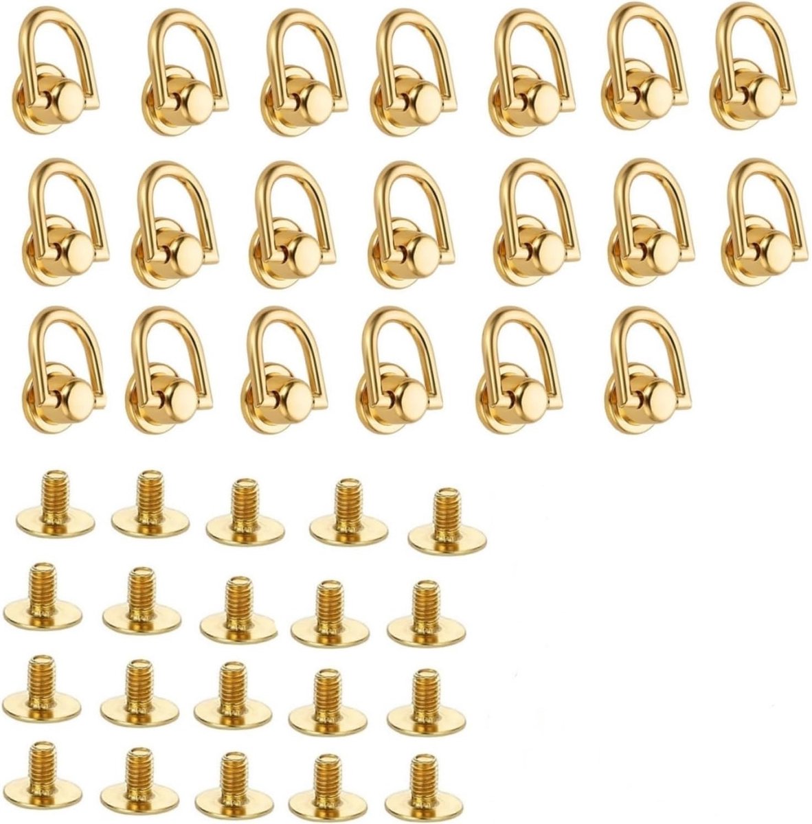 20 Stuks D-Ring Bouten en Schroeven voor Leer, Ideaal voor Portemonnees en Telefoonhoezen, Ronde Ring Achterkant voor Creatieve Projecten
