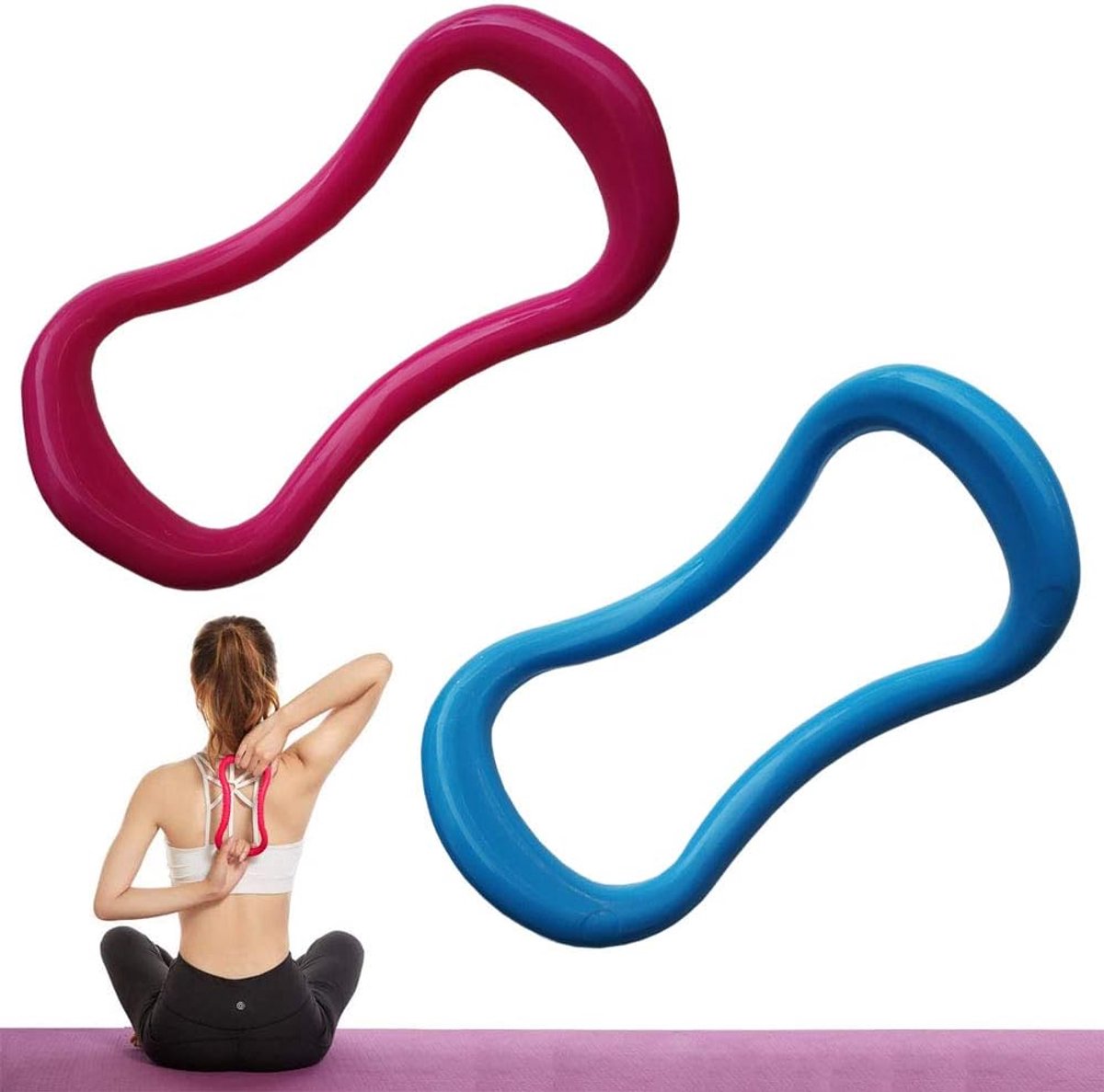 Fascia Stretching Ring, 2 Piece Yoga Ring Pilates Circles, Fitness Stretching Ring, Yoga Massage Ring for Thigh and - ShopVlot