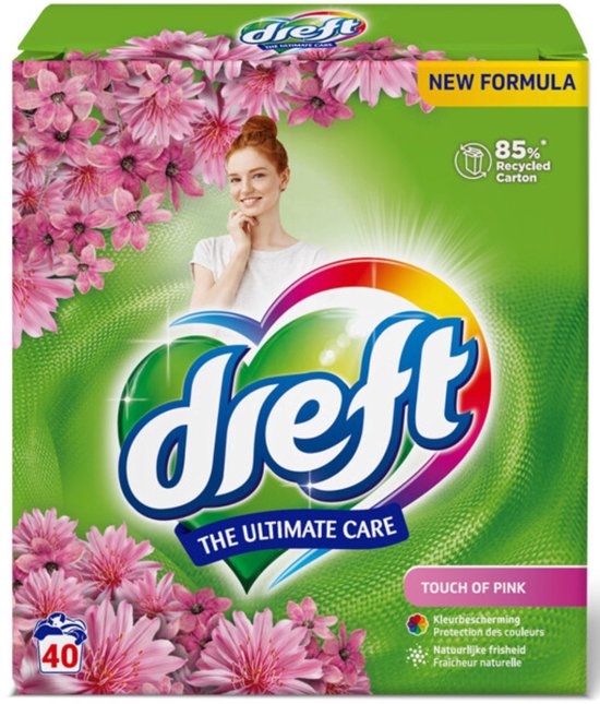 Dreft poederwasmiddel met vleugje roze, 40 stuks, 2,6 kg