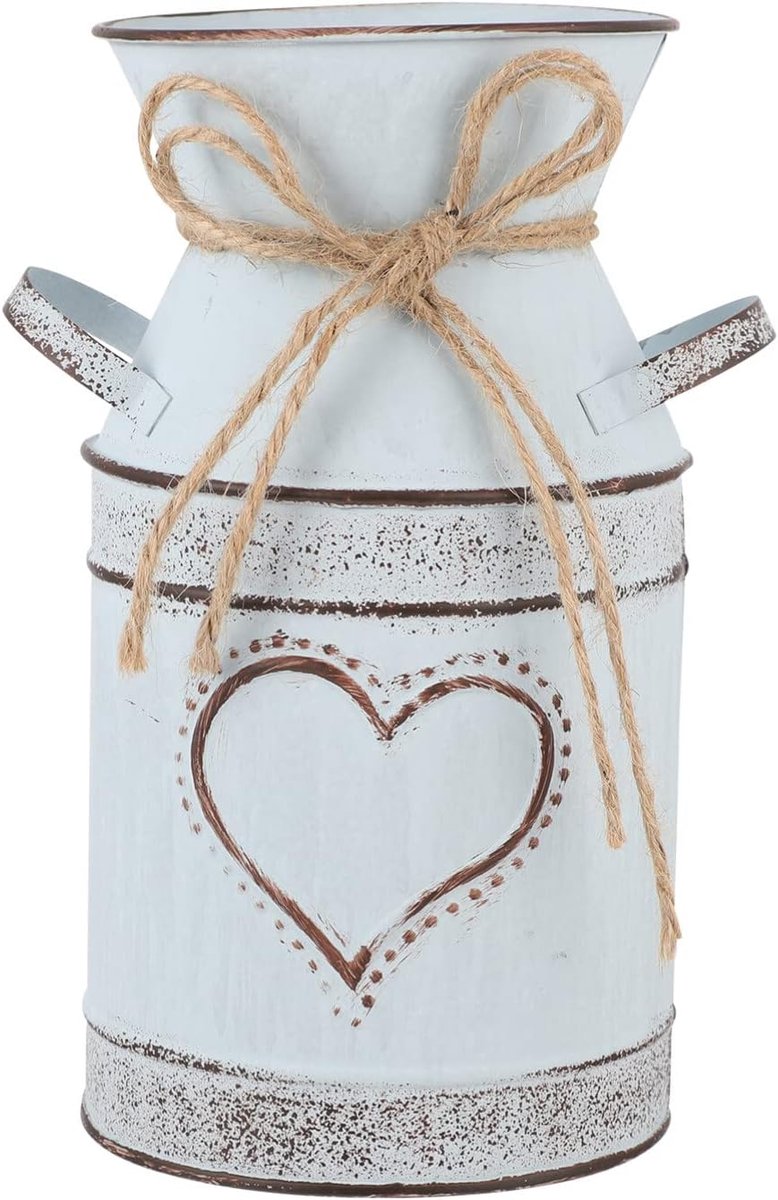 SnelShoppen - Vintage Bloemenvaas IJzeren Bloempot Melkkan Shabby Decoratie Landhuis Stijl Vaas Rustieke Bloembak Metalen Emmer Decoratieve Vaasje Cac