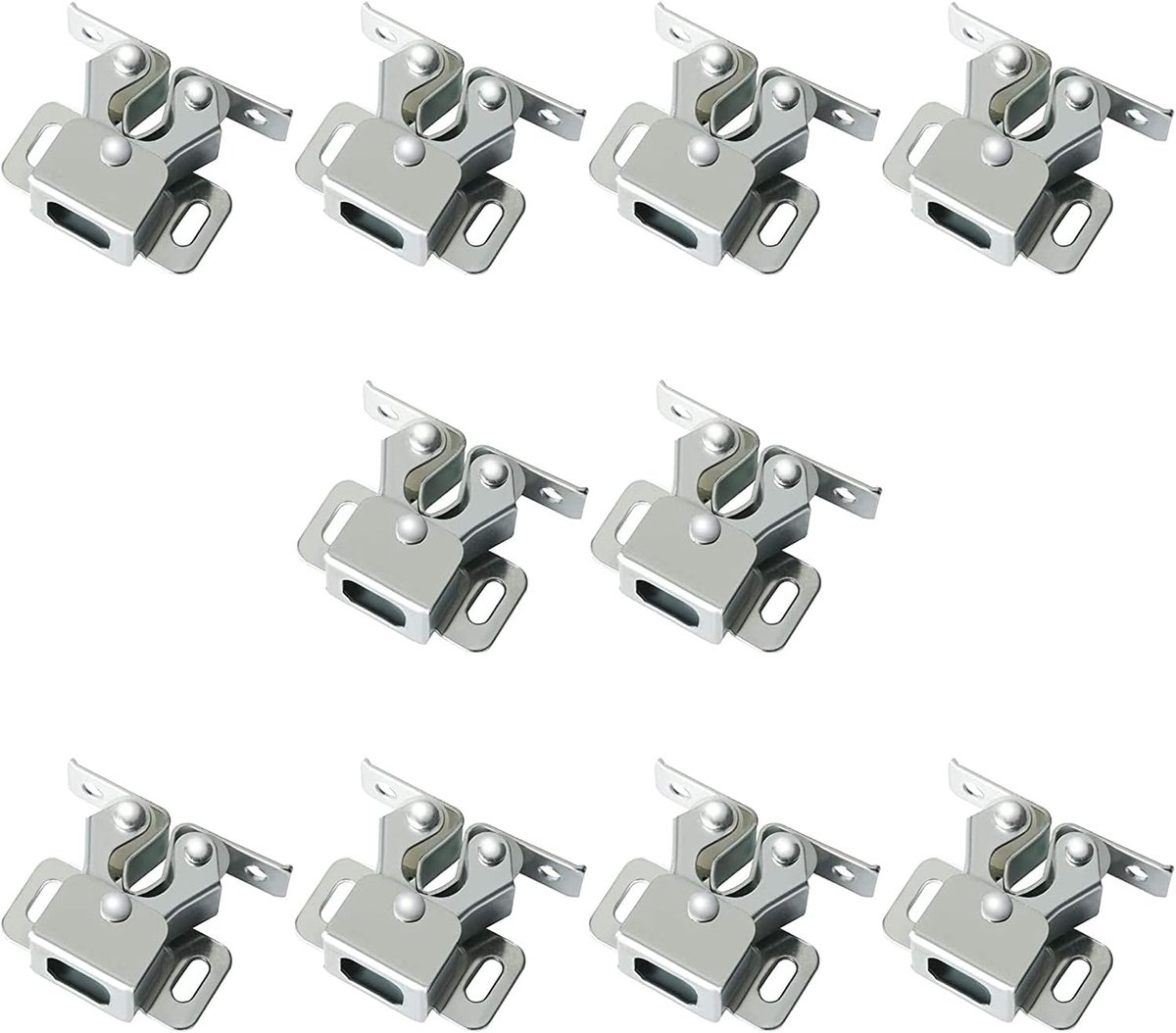 SnelShoppen - 10PCS Dubbele Rollersloten voor Keuken- en Kastdeuren, Heavy Duty Wit Zink, Inclusief Bevestigingsschroeven, Veilig en Duurzaam, Perfect