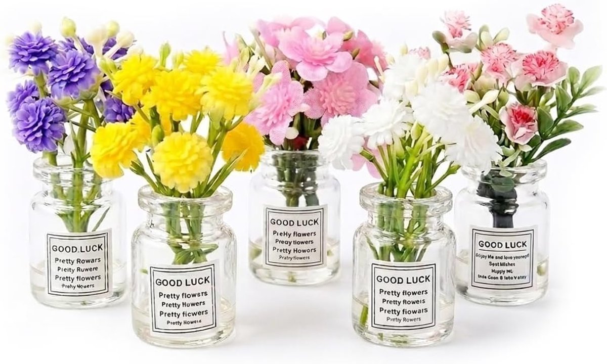 5 Stuks Mini Auto Bloempotten Set, Schattige Kleine Potten voor Dashboard, Creatieve Auto Interieur Decoratie, Bureau - ShopVlot