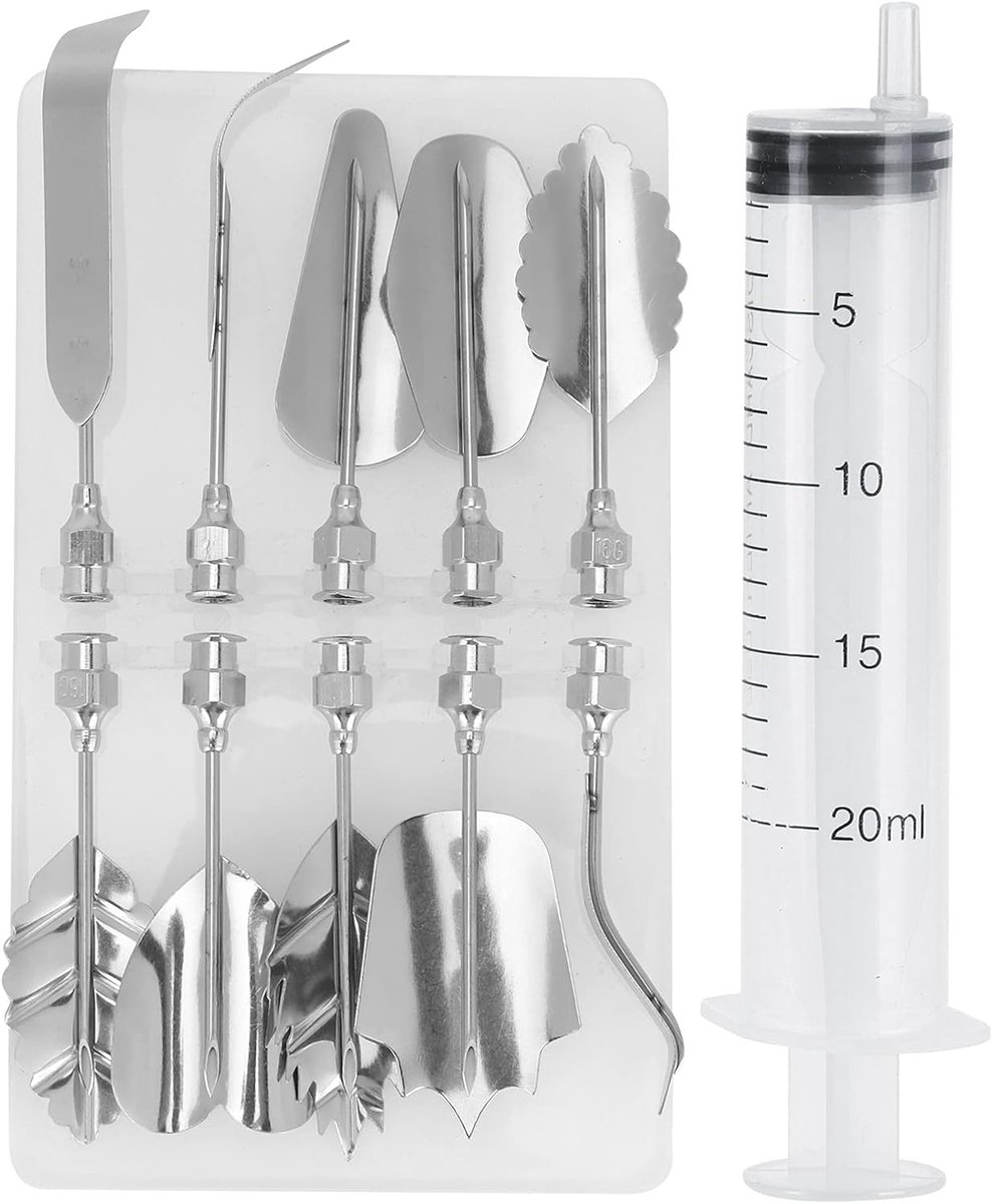 SnelShoppen - 3D Jelly Art Tool Set - 10 Delige Gelatine Sculptuur en Modelleer Set - Rvs Gereedschap met Bloemen, Bladeren en Spuit voor Taartdecorat