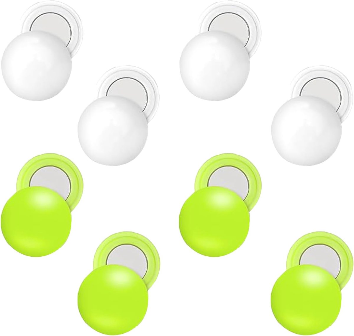 SnelShoppen - Pack van 8 Startnummer Magneten, Wit en Groen, Startnummer Houder, Bevestiging Clip, Loopaccessoires voor Startnummers, Handdoeken en Kl