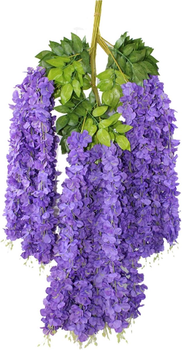 SnelShoppen - Kunstmatige Wisteria Klimop Rattan 12 Stuks, Paarse Nepbloemen Zijde Hangplanten voor Wanddecoratie Tuin Auditorium Decoratie Bruiloft A