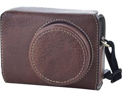 SnelShoppen - Vintage PU Leren Camera Case voor Ricoh GR III GRIII GR3 - Perfecte Pasvorm, Beschermende Tas met Schouderriem, Koffiekleur, 117x66x41 m
