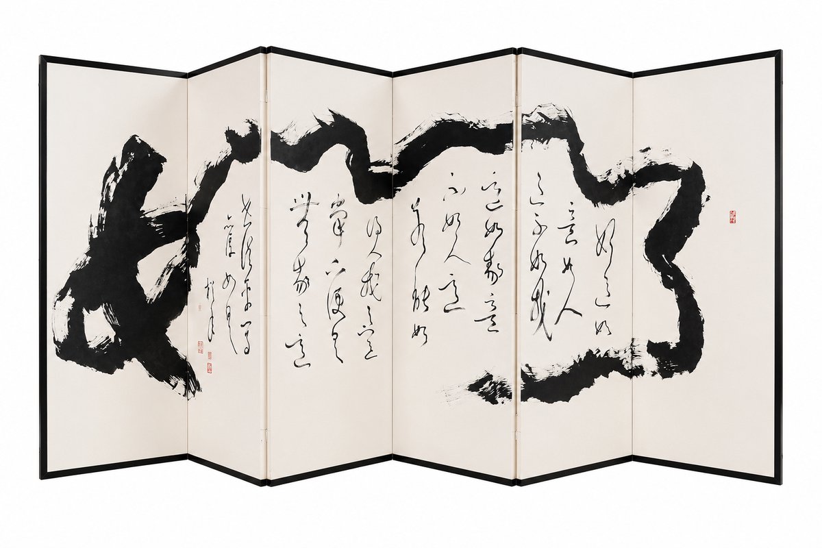 Fine Asianliving Kamerscherm Calligraphy Handgeschreven B210xH95cm