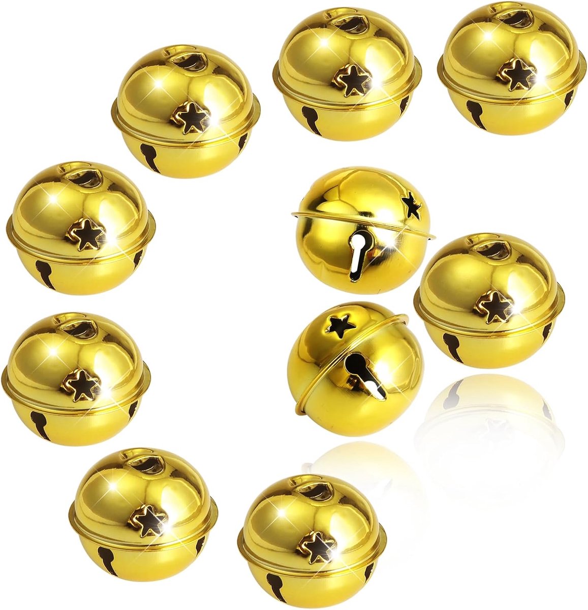 SnelShoppen - 10 Stuks Gouden Grote Kerstklokken 5 cm Metaal Klokken voor Kerstdecoratie, Bruiloft, Verjaardag en Feestdecoratie