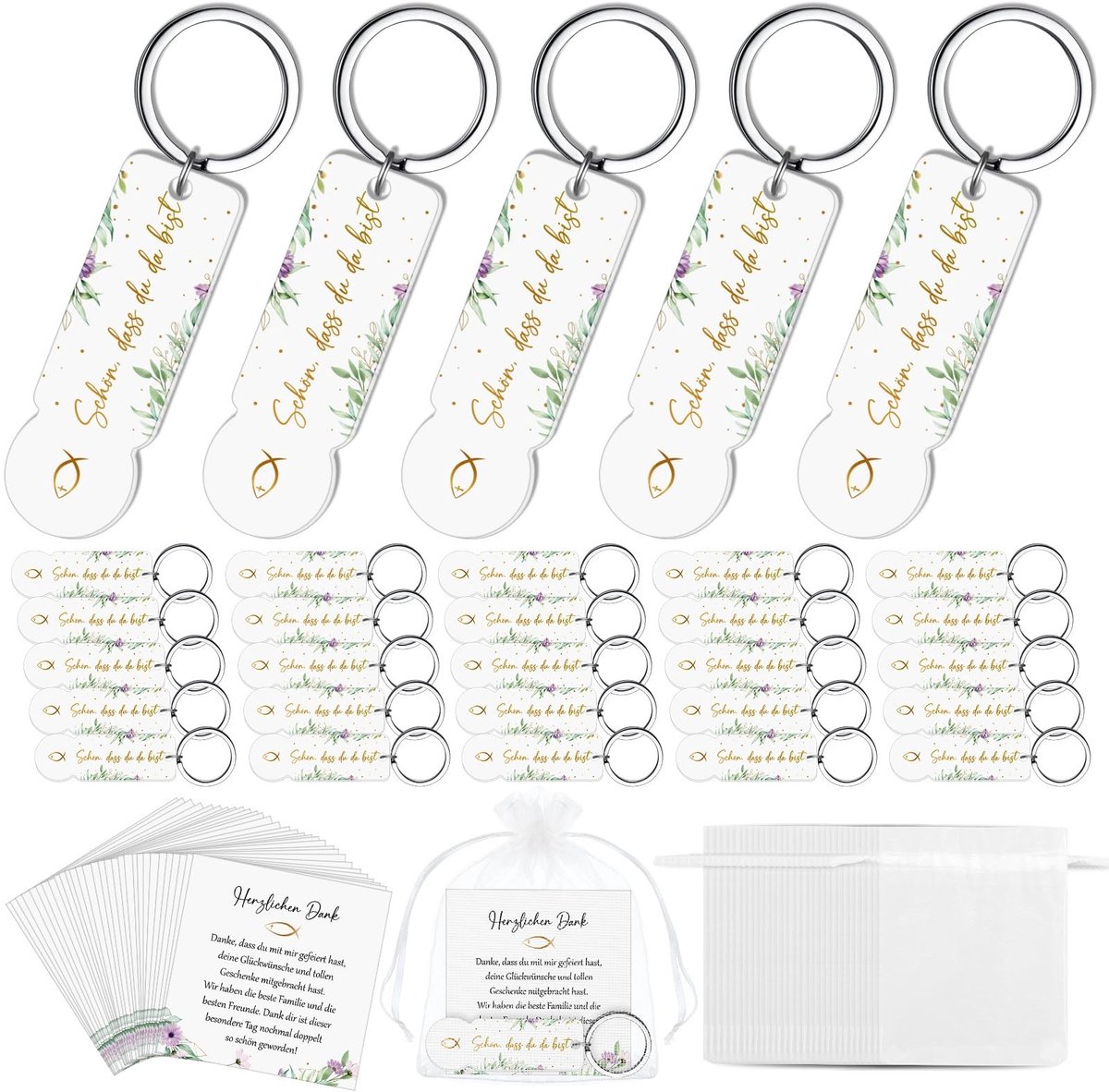 Omgoods - Acryl Sleutelhanger voor Communie en Feestjes, Set van 30