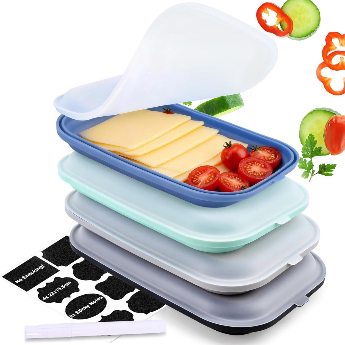Omgoods - Set van 4 Vleesdozen voor de Koelkast met Deksel