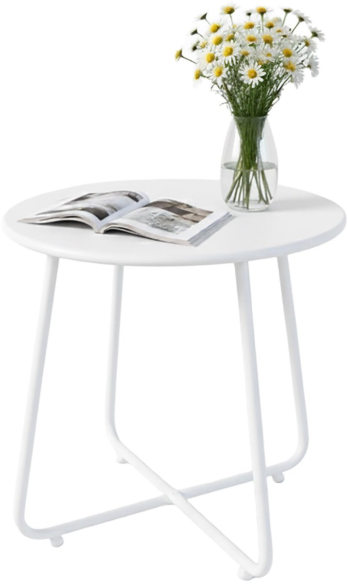 Omgoods - Weerbestendige Witte Bijzettafel 46 x 44 cm