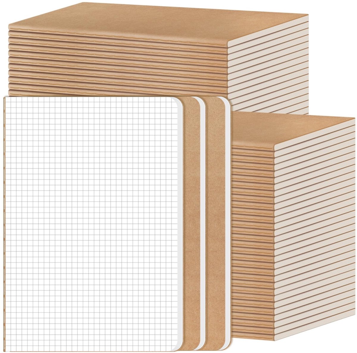 Omgoods - Set van 52 A5 Notebooks met Geruite Pagina's van Kraftpapier