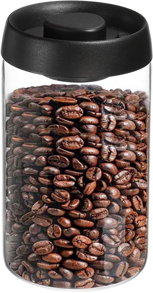 Omgoods - Glazen Koffie Vacuümcontainer 1200ml met Drukvacuümdeksel