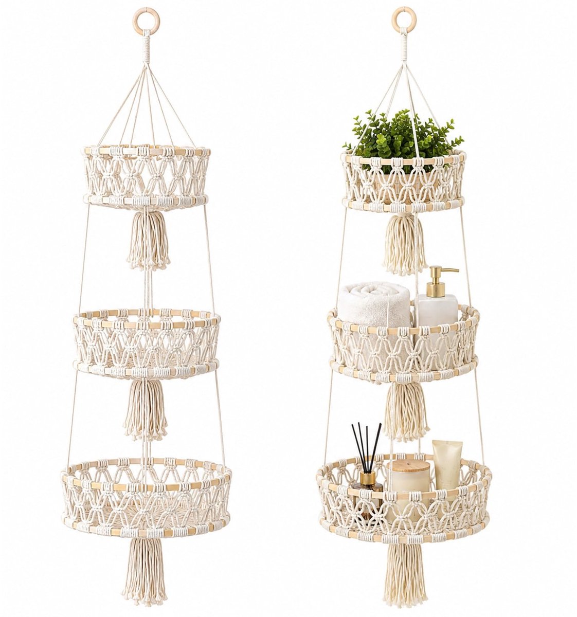 Omgoods - Set van 2 Hangende Fruithangmanden met 3 Etages