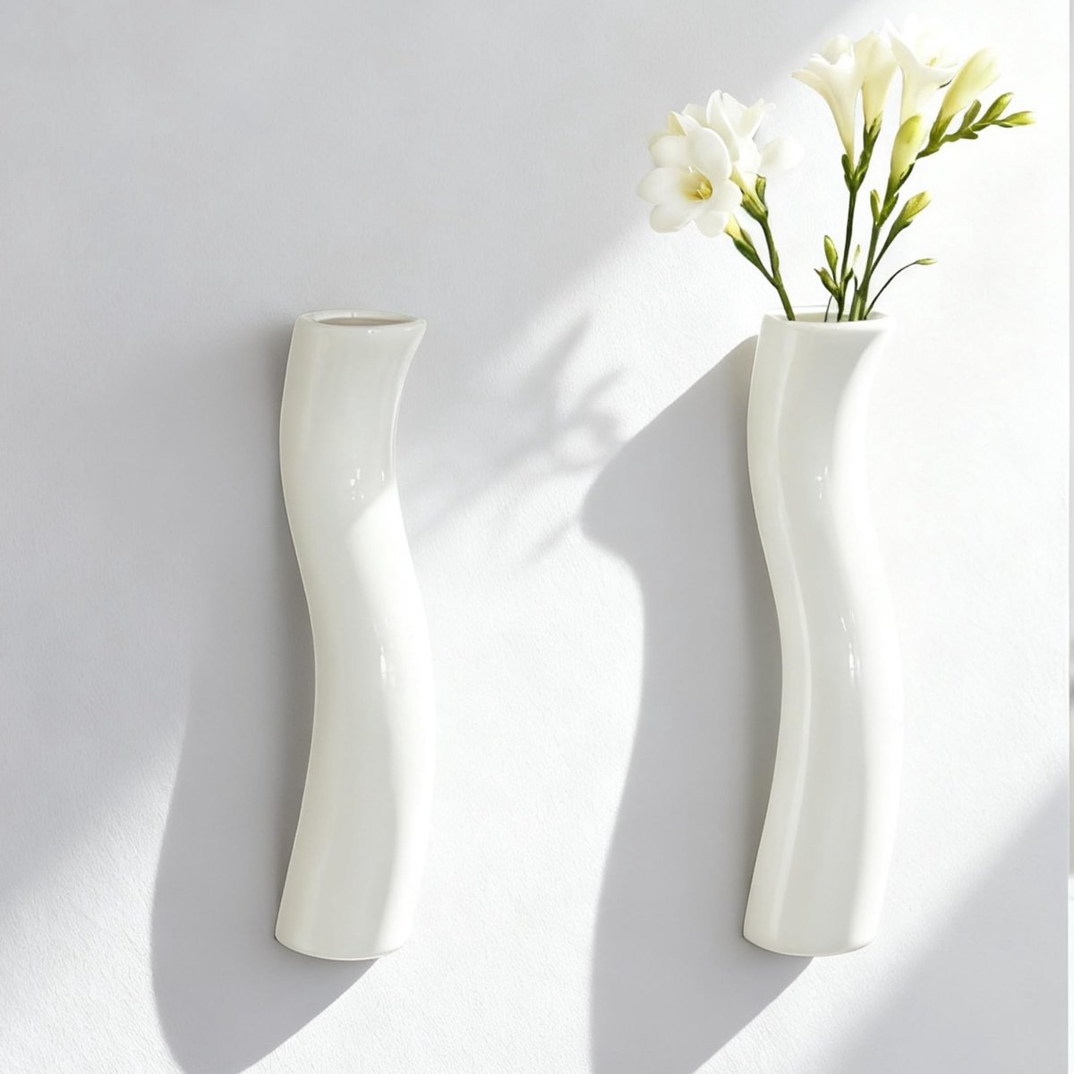Omgoods - Set van 2 Witte Muurvazen voor Planten
