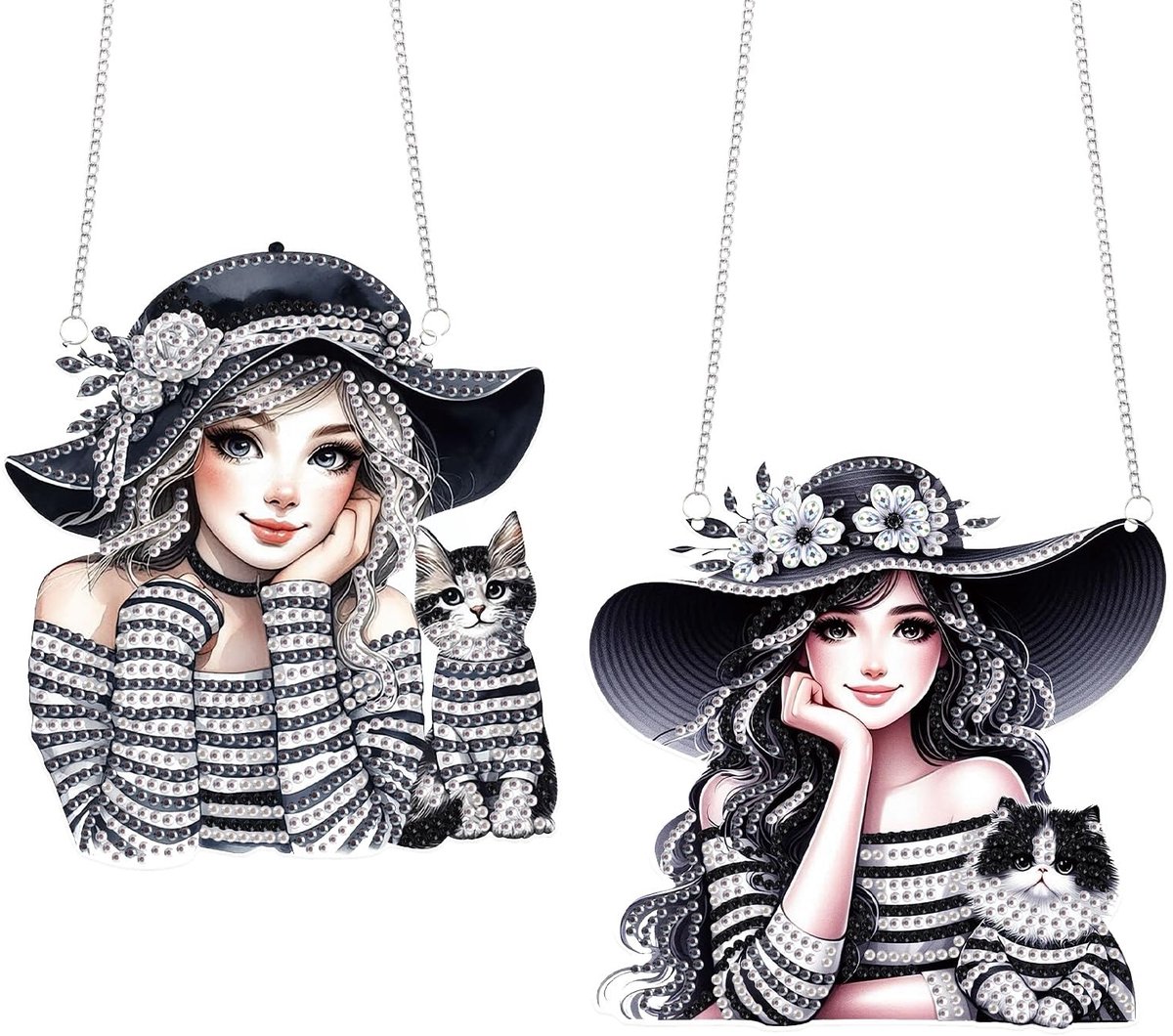 Omgoods - Set van 2 Diamant Schilderij Kits met Kat Thema voor Volwassenen