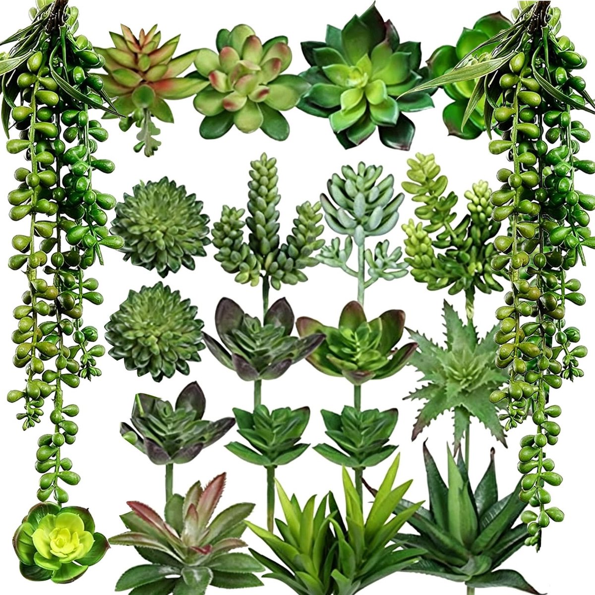 Omgoods - Set van 21 Kunstvetplanten voor Thuisdecoratie