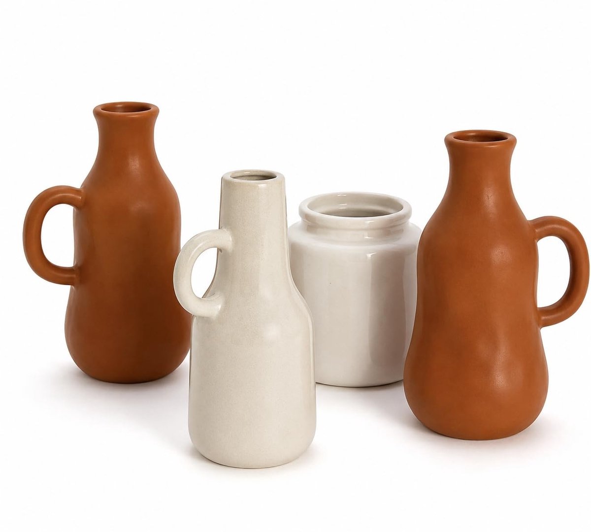 Omgoods - Set van 4 Boho Keramische Vazen voor Tafeldecoratie