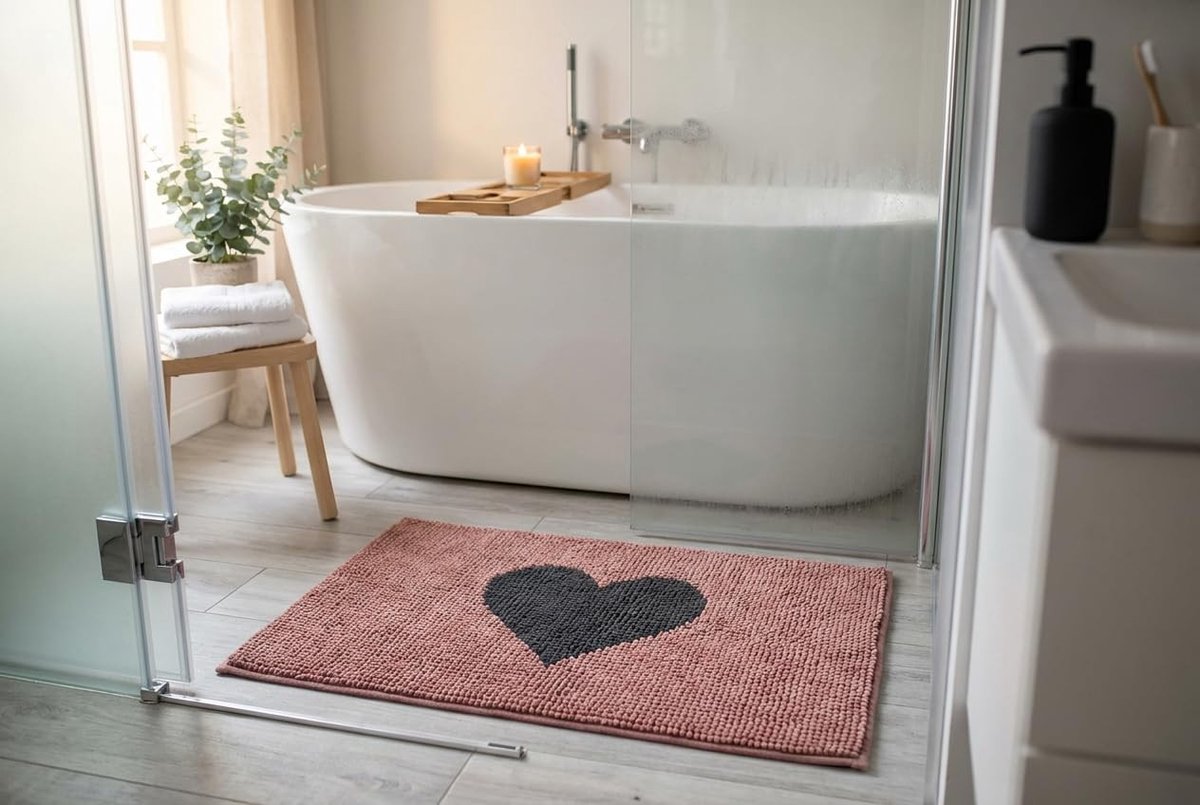 Omgoods - Shaggy Badmat, Antislip en Wasbaar, 50 x 80 cm, Roze