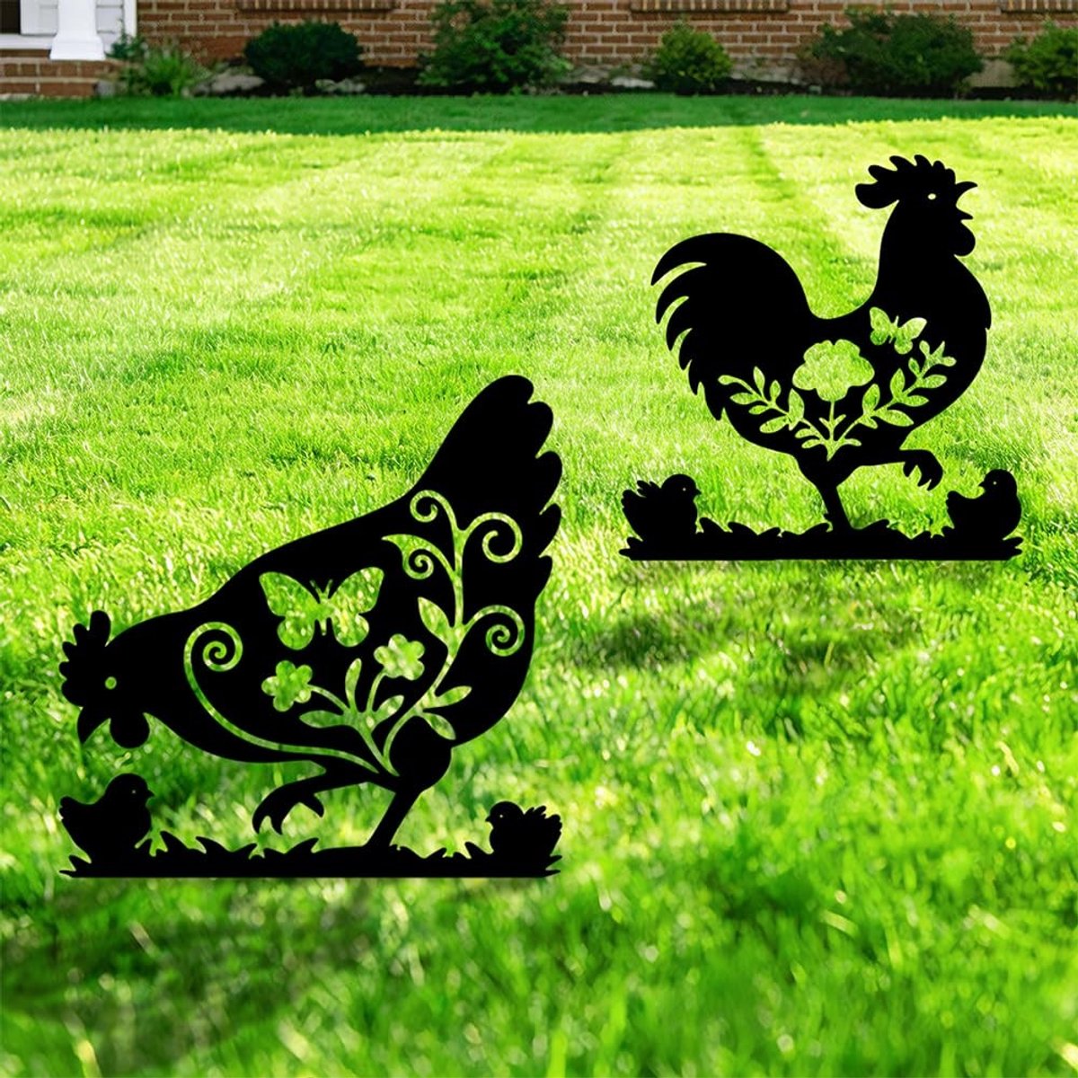 Omgoods - Set van 2 Decoratieve Metalen Tuinstangen