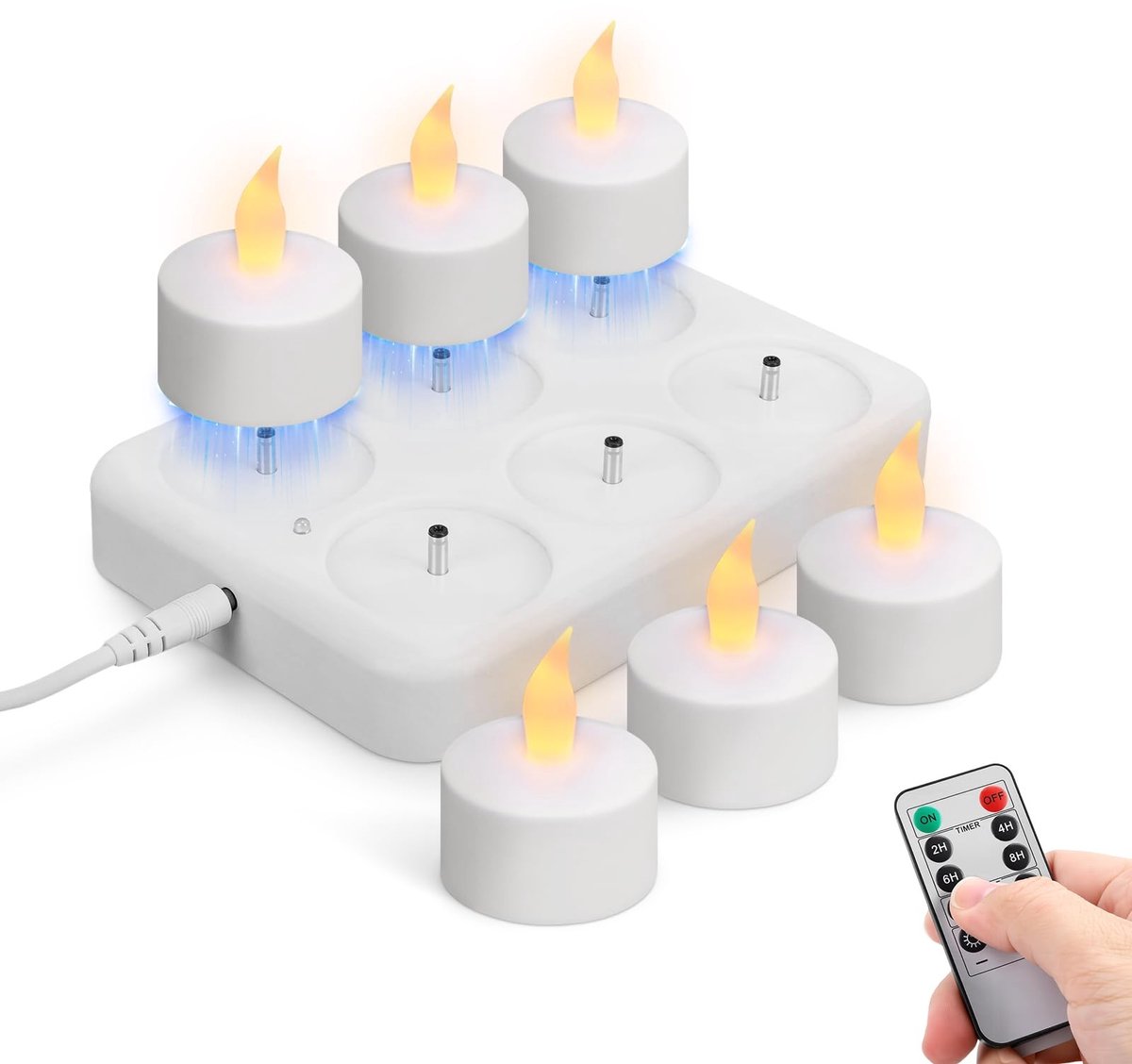 Omgoods - Oplaadbare Waxinelichtjes met Afstandsbediening en LED Flickering Effect