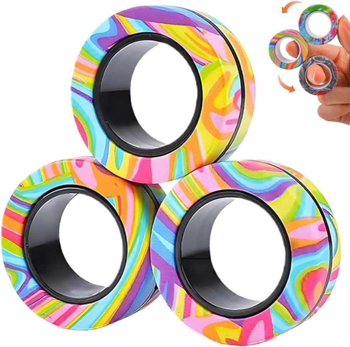 Anti-Stress Magnetische Ringen - Fidget Speelgoed voor Angst, Concentratie en Gewoonteverandering, Kleurrijk Design