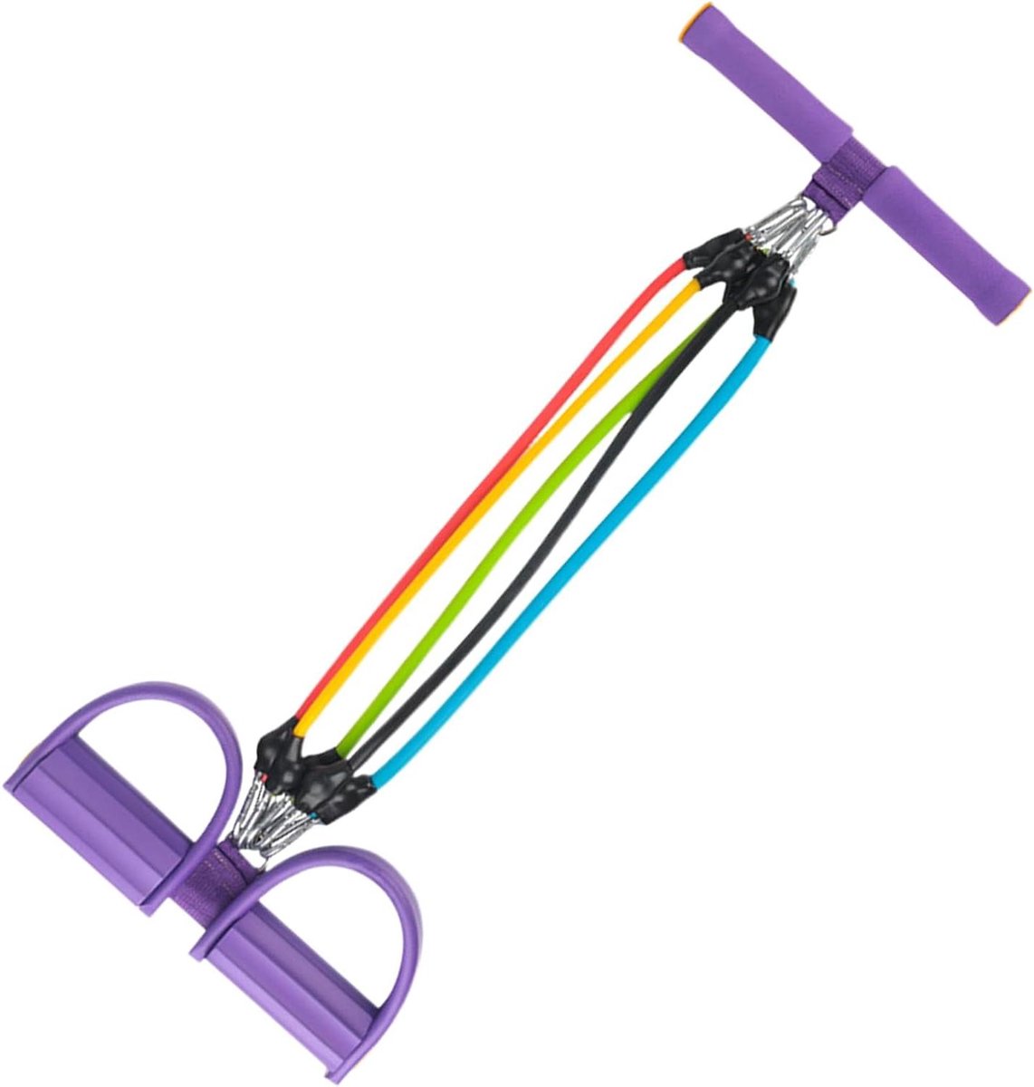 Pedaal Trekker - Fitness Elastiek - Thuis Trainen - Verstelbare Weerstand - 62 cm Lengte - Paars