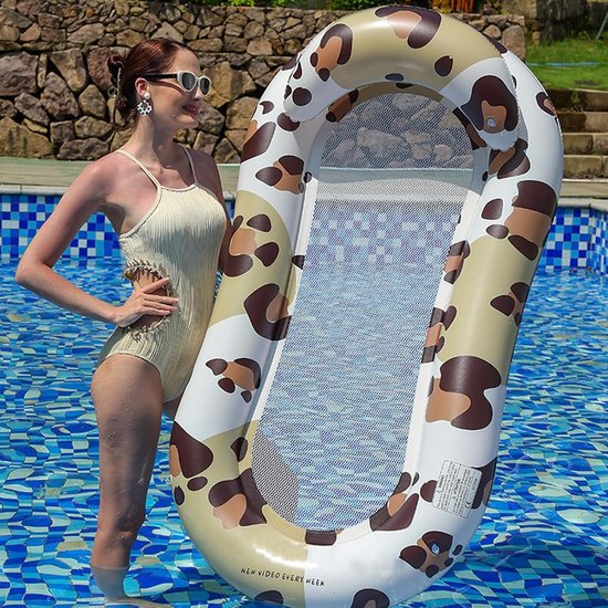 Opblaasbare ligstoel - Drijvend loungebed - Ontspannen in water - Met gaasbodem - 141x72cm — afbeelding 3