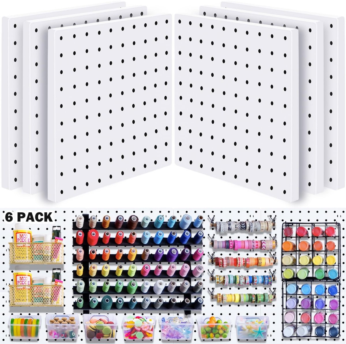 Omgoods - Set van 6 Pegboard Wandorganizers voor Opslag