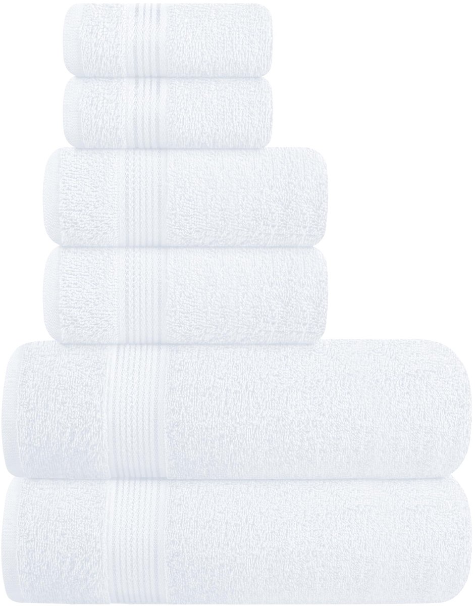 Omgoods - Complete Handdoekenset 6-delig - Ultra Zacht Katoen - Wit - Compact en Lichtgewicht